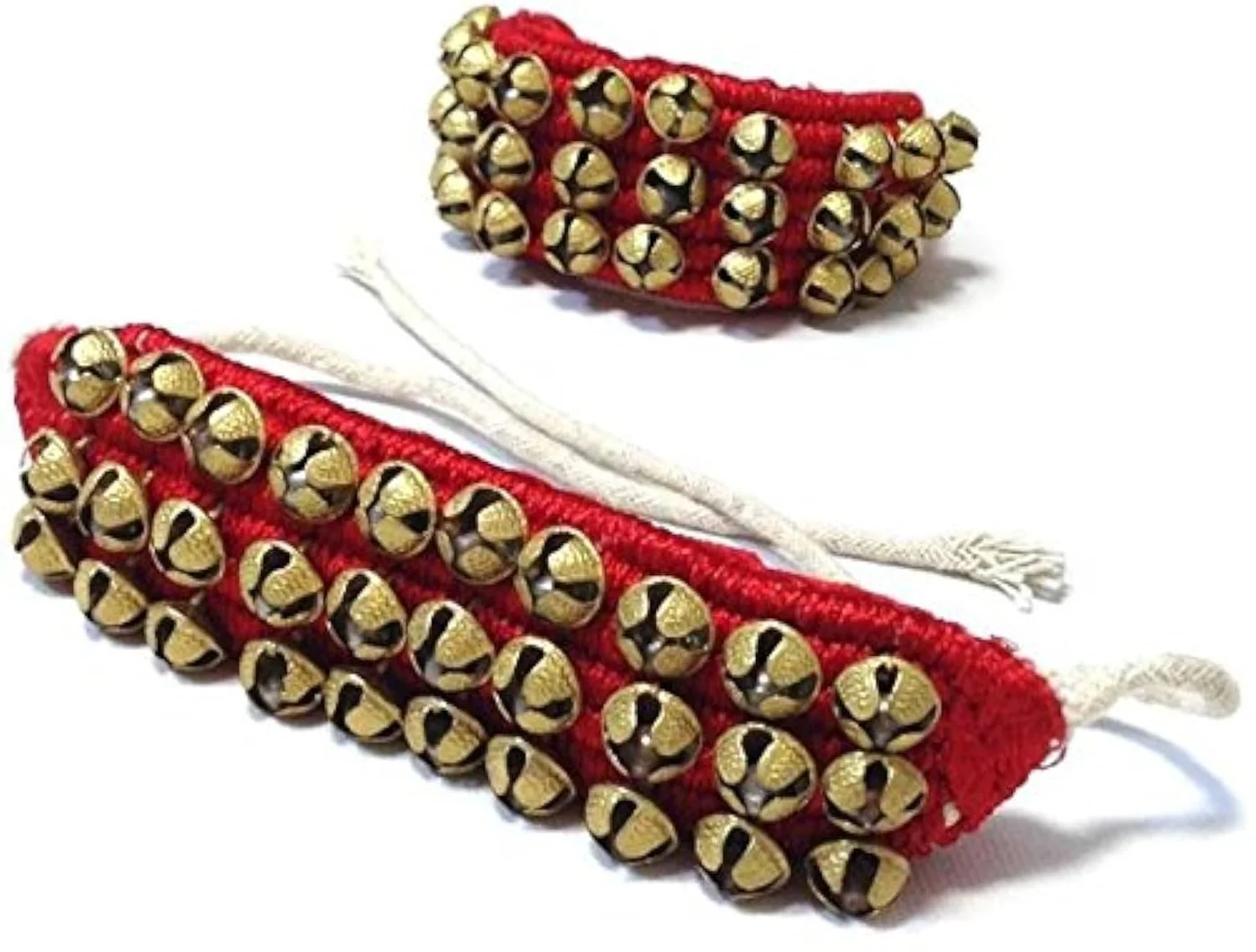 UAPAN MetalCraft Traditional Ghungroo 3-Line Ankle Bells with Premium Red Padding (3-Line, 1 Pair) 8a2ty