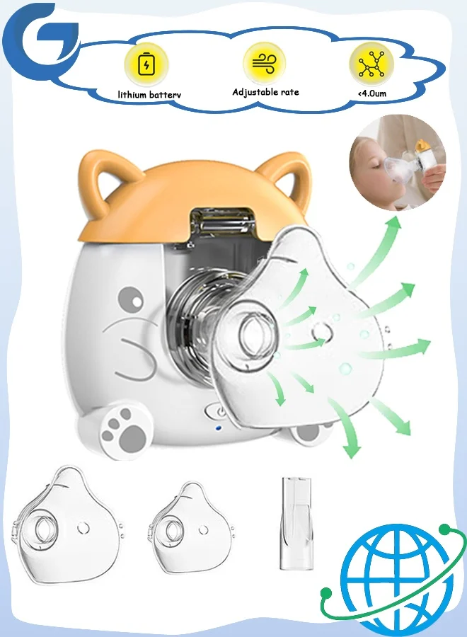 GD Portable Mesh Nebulizer for Kids, Quiet Handheld Respiratory Care System with Mouthpiece and Mask (1 Unit) kosa4