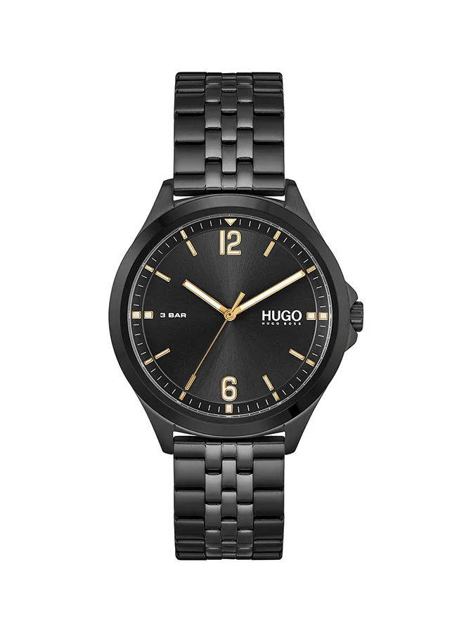 Premium Analog Quartz Wristwatch for Men with Stainless Steel Band (Black Dial) xq3hf