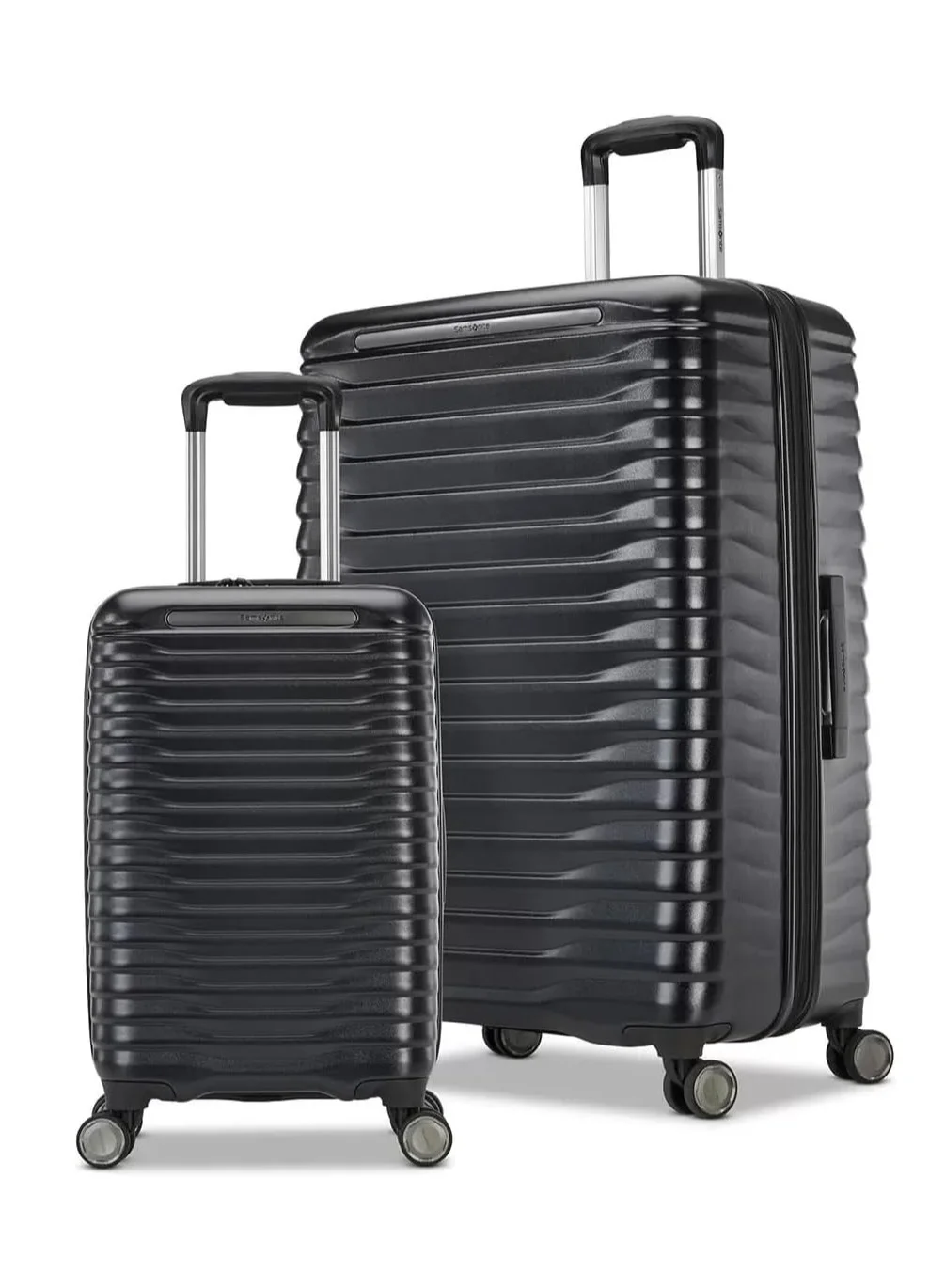 Premium Hardside Luggage Set 2-Piece Travel Suitcase with TSA Lock and 360 Spinner Wheels (Black, 2-Piece Set) q3u4q