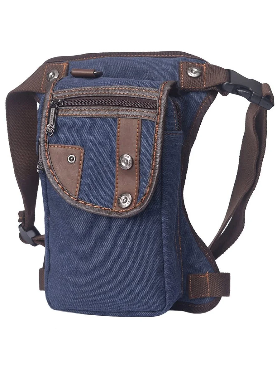 SYOSI Tactical Drop Leg Bag Canvas Multi-Purpose Thigh Pack for Motorcycle Hiking Fishing (Dark Blue, One Size) doj1i