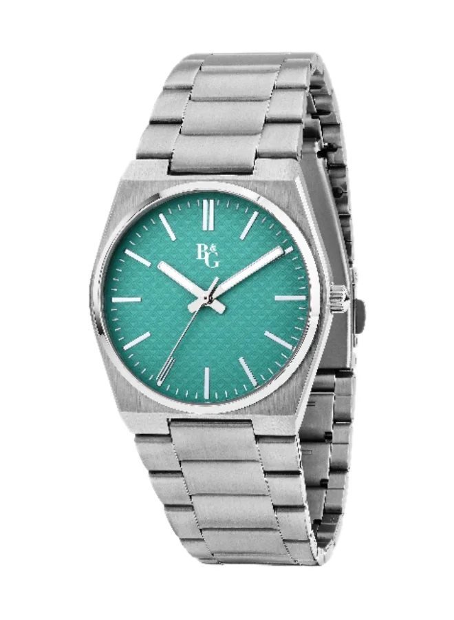 B&G Women's Analog Quartz Watch with Green Round Dial and Silver Stainless Steel Band (35mm) az6z0
