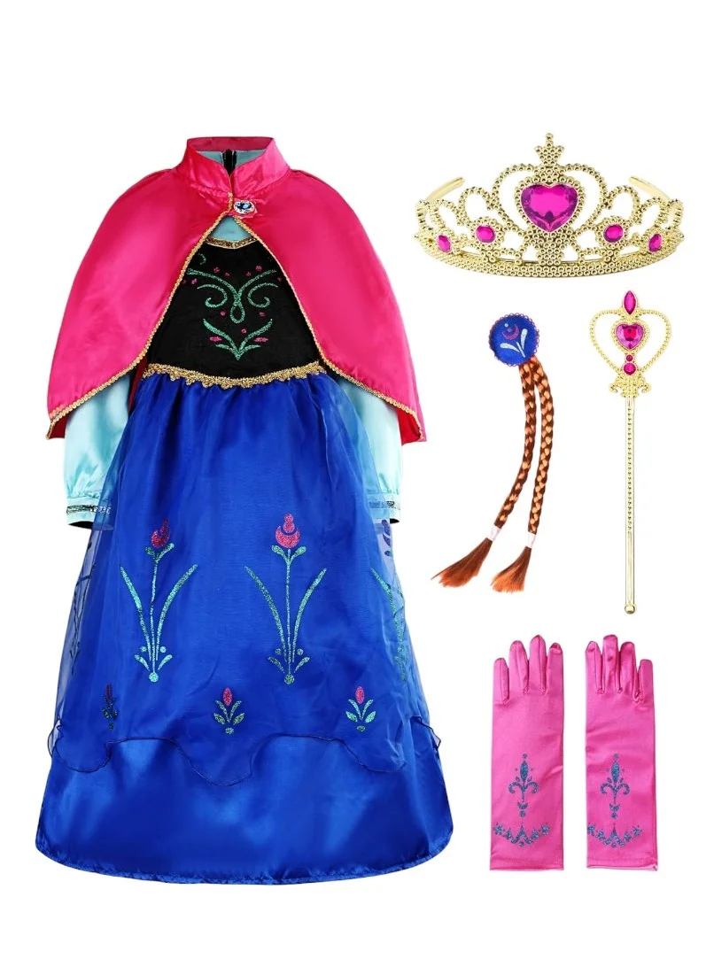 Doodle Kiddo Princess Anna Costume Set Premium Fabric Dress for Girls (120 cm) jogri