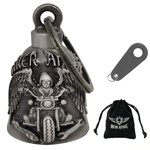 Biker Spirit Bell Motorcycle Accessory Protective Charm for Riders (Silver, 3 cm) ev96v