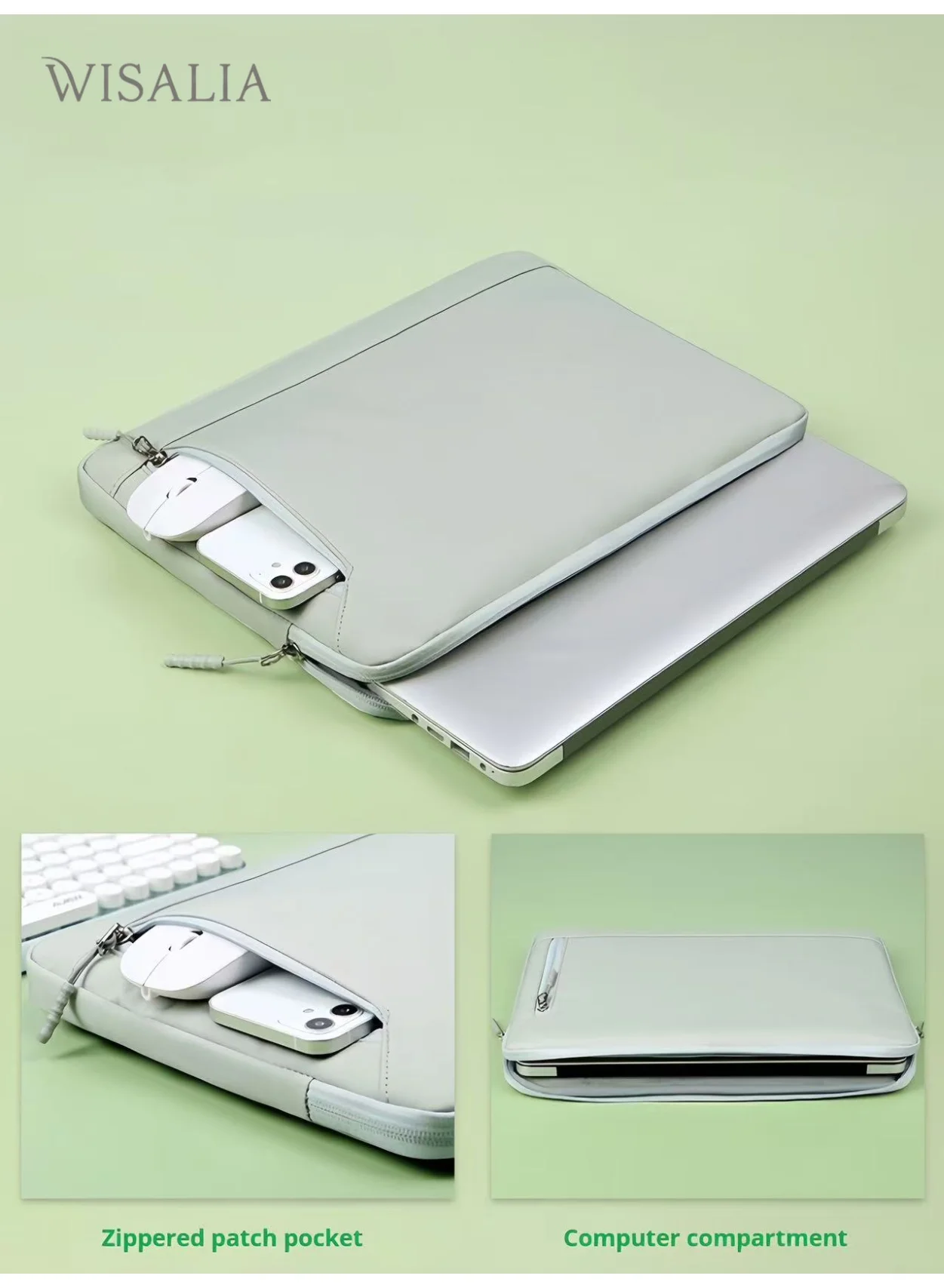 Wisalia Laptop Sleeve 14 Inch Protective Case Padded Carrying Cover for Notebooks and Tablets (Grey, 14 Inch) mv8el