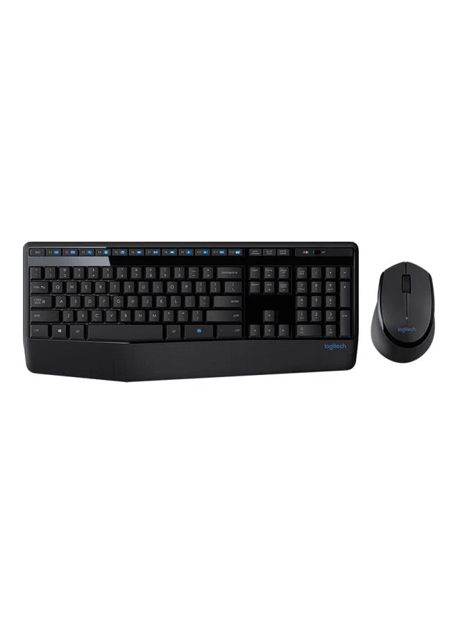 Wireless Keyboard and Mouse Combo Ergonomic Full-Size Layout Premium Office Peripheral (Black) tqdeb