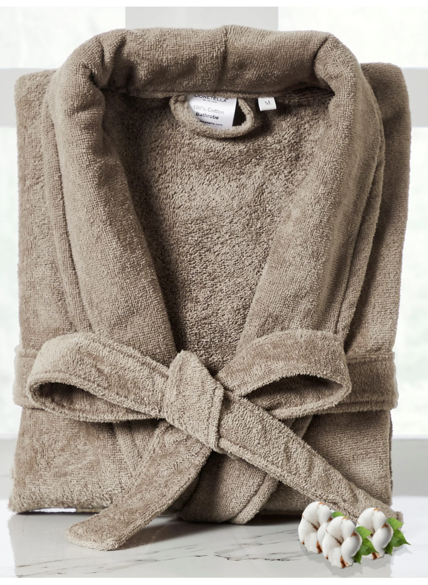 Donetella Unisex Cotton Velour Bathrobe Premium Absorbent Shawl Collar Robe (Large & Extra Large, 400 GSM) cdk49