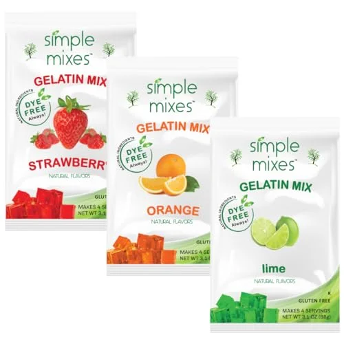 Simple Mixes Natural Gelatin Dessert Variety Pack Strawberry Orange Lime (3 Pack) 5kyp8