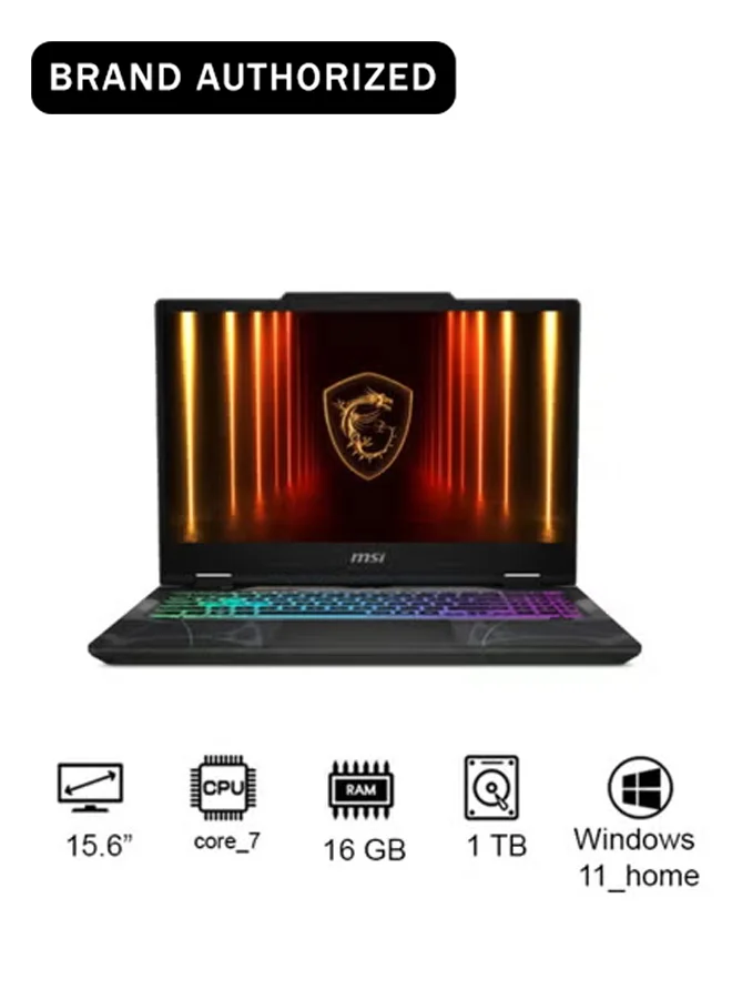 Premium Gaming Laptop 15.6-Inch Full HD Display, Core 7 Processor, 16GB RAM, 1TB SSD, Dedicated Graphics, English/Arabic Keyboard (Translucent Black, 15.6-Inch) 211kh