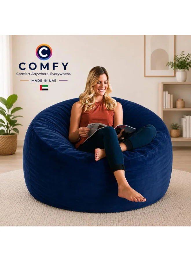 Comfy Multi-Purpose Bean Bag Chair Premium Suede Fabric (Blue, 80x80x50cm) mtiys