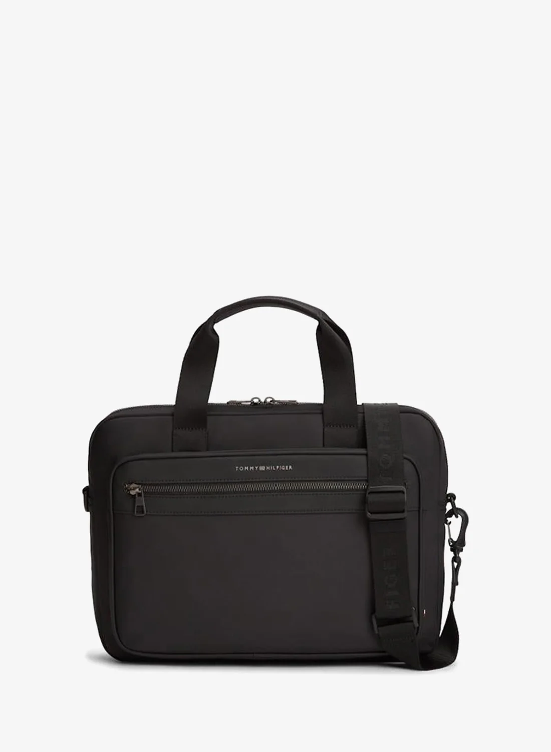 Premium Metal Logo Laptop Bag Professional Business Briefcase for Men and Women (Black, 15-inch) hgo4c