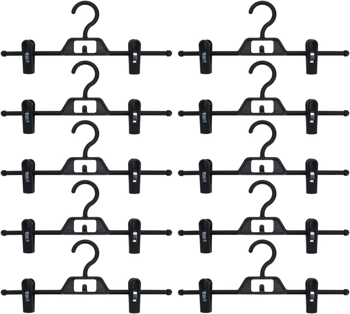 Premium Plastic Trouser Hangers with Adjustable Clips Space Saving Design for Pants and Skirts (Black, 10 Pack) z4plo