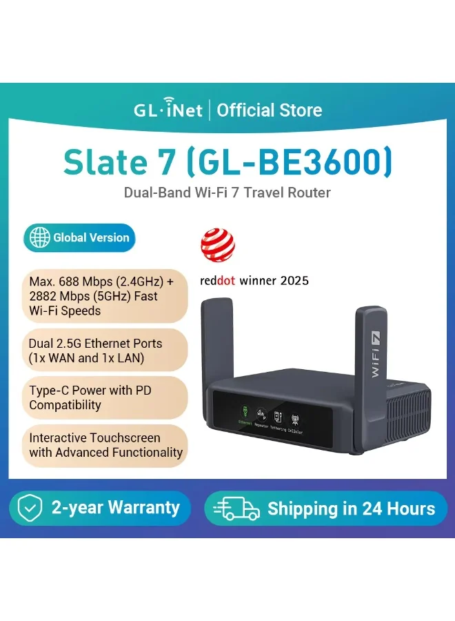 Portable Wi-Fi 7 Travel Router Dual-Band 2.5G Wireless Network Device for Business Trips and Remote Work (Compact Design) y7t2k