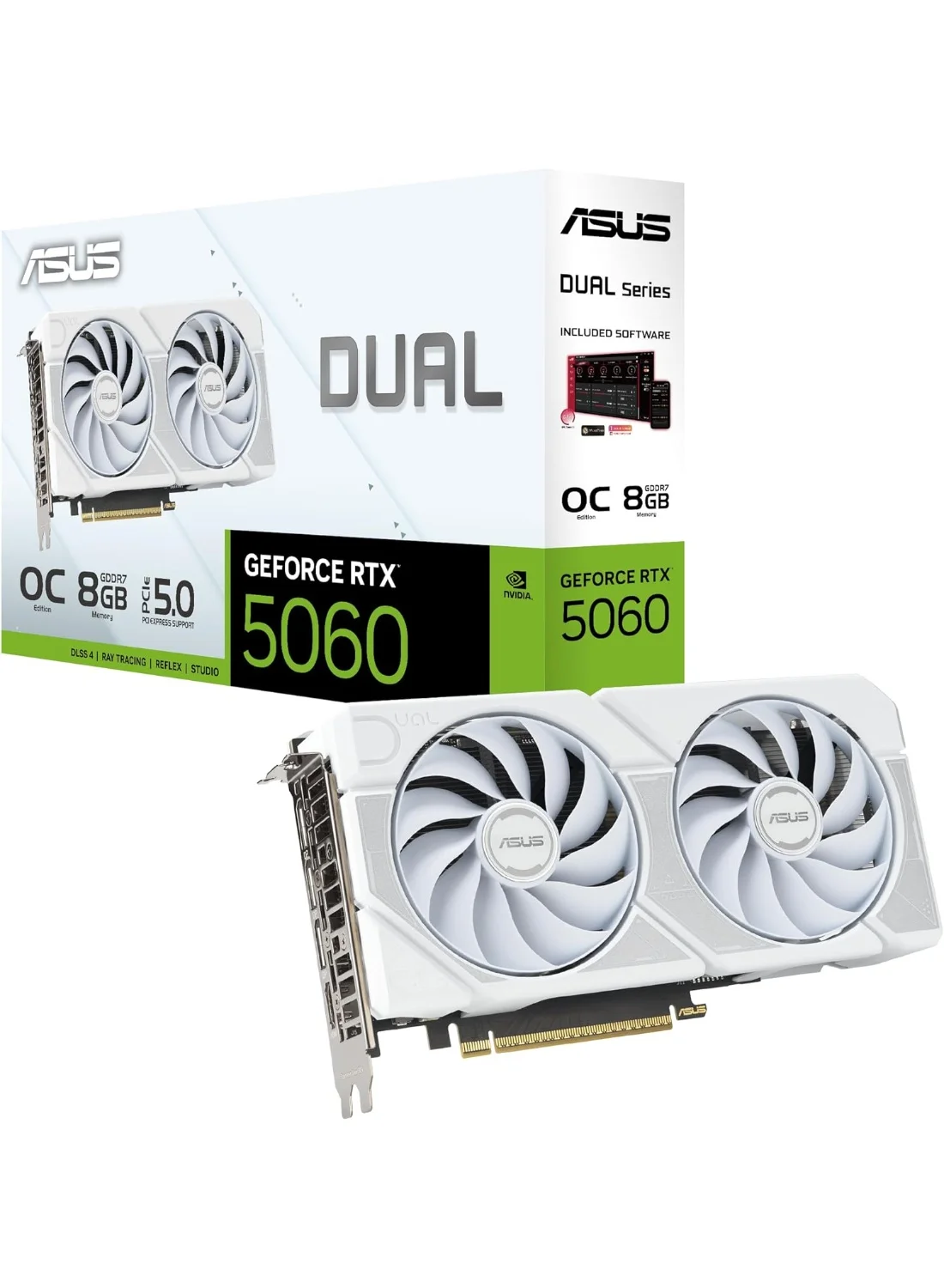 Premium Dual-Fan Gaming Graphics Card 8GB GDDR7 PCIE 5.0 High-Performance GPU (White, 8GB) yt4oo
