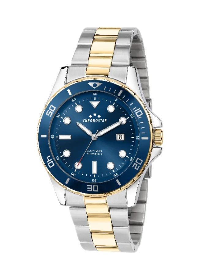 Chronostar Men's Analog Quartz Watch with Multicolour Stainless Steel Band (Blue Dial, 43mm) tfr4l