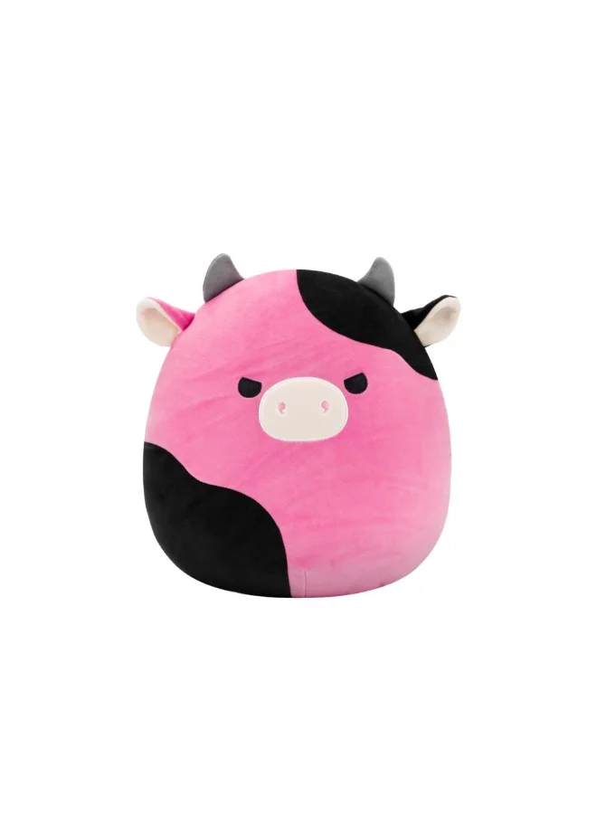 Squishmallows Pollyanna Cow Plush Toy Premium Soft Stuffed Animal (Black and Pink, 30 cm) syo37