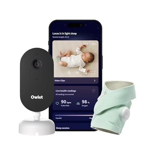 Smart Baby Monitor and Health Tracking System with 2K HD Video Camera and Wearable Sensor (Mint, 1 Piece) 3nbgf