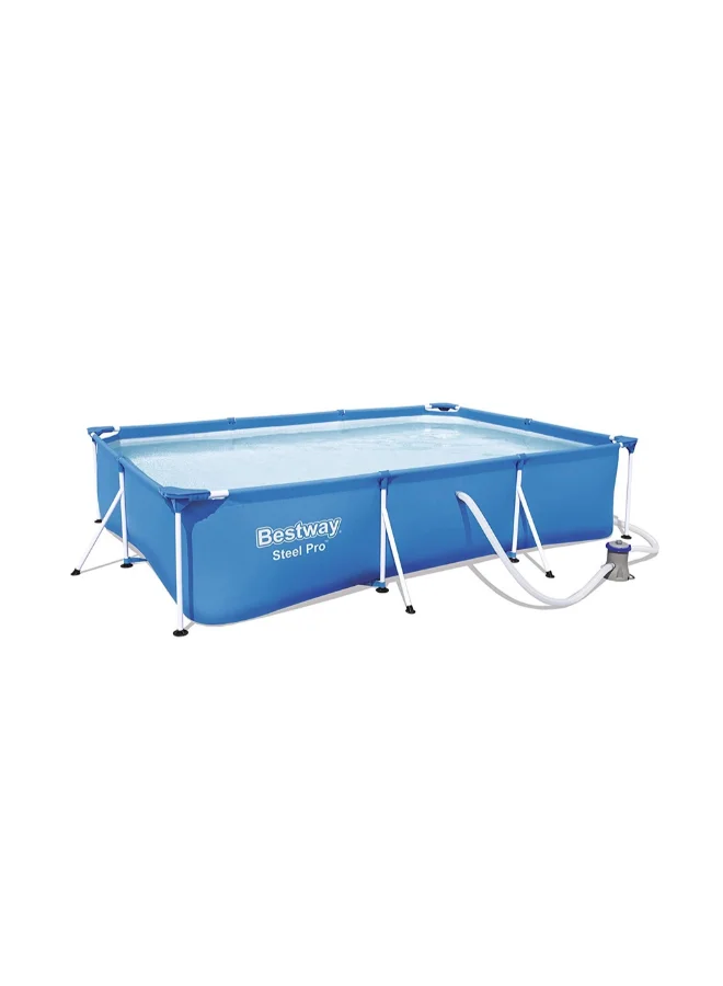 Steel Pro Rectangular Above Ground Pool Set Premium Durable Frame Pool (300 x 201 x 66 cm) pgjhq