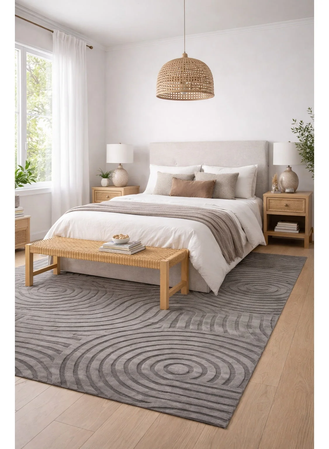Home Auraa Spiral Carved Faux Rabbit Fur Area Rug Premium Soft Texture (Grey, 160 x 230 cm) 3nwxp