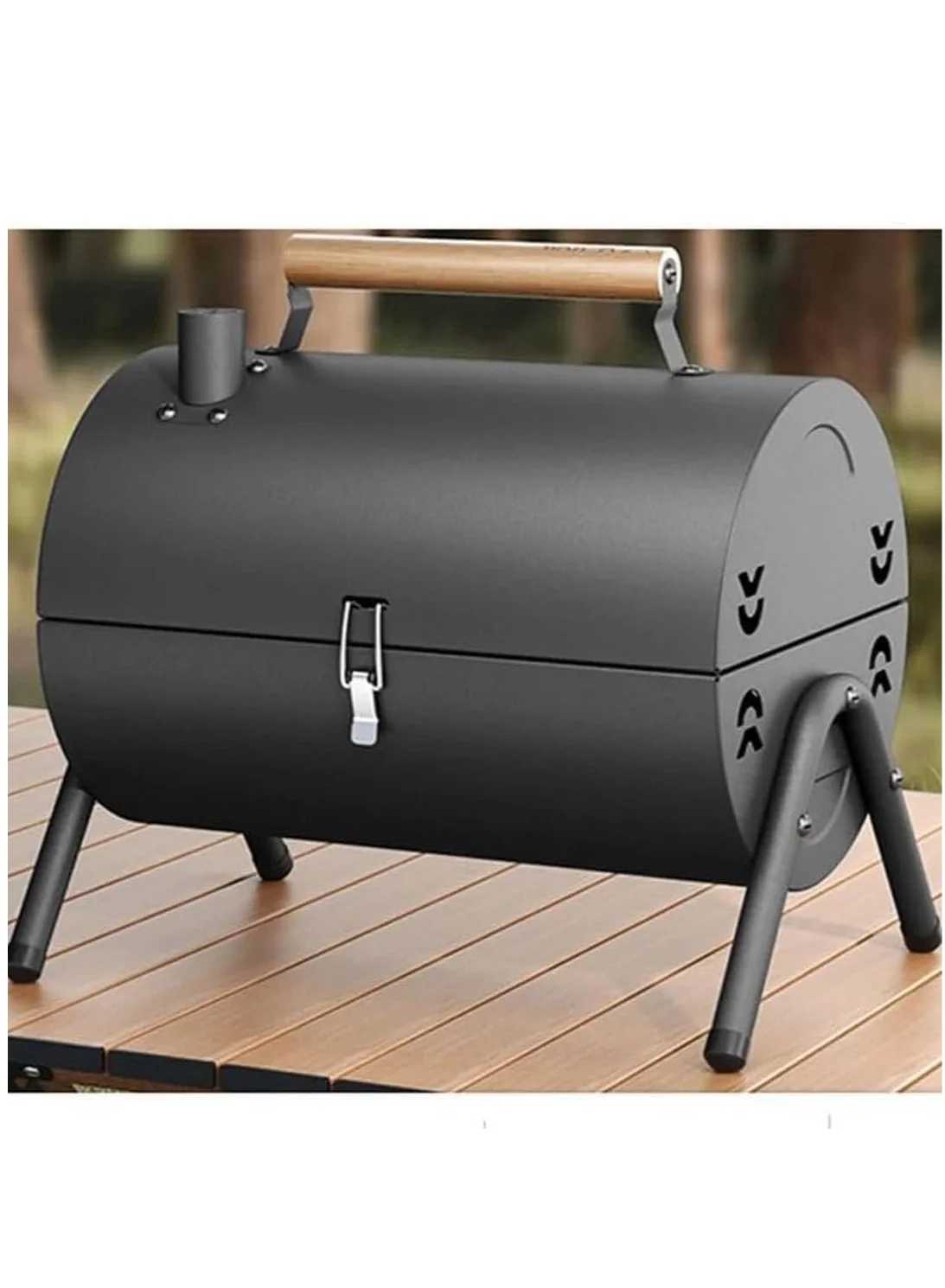 VIO Stainless Steel Charcoal Grill Foldable Outdoor BBQ Smoker with Lid (Portable, 45cm x 30cm) 7puuj