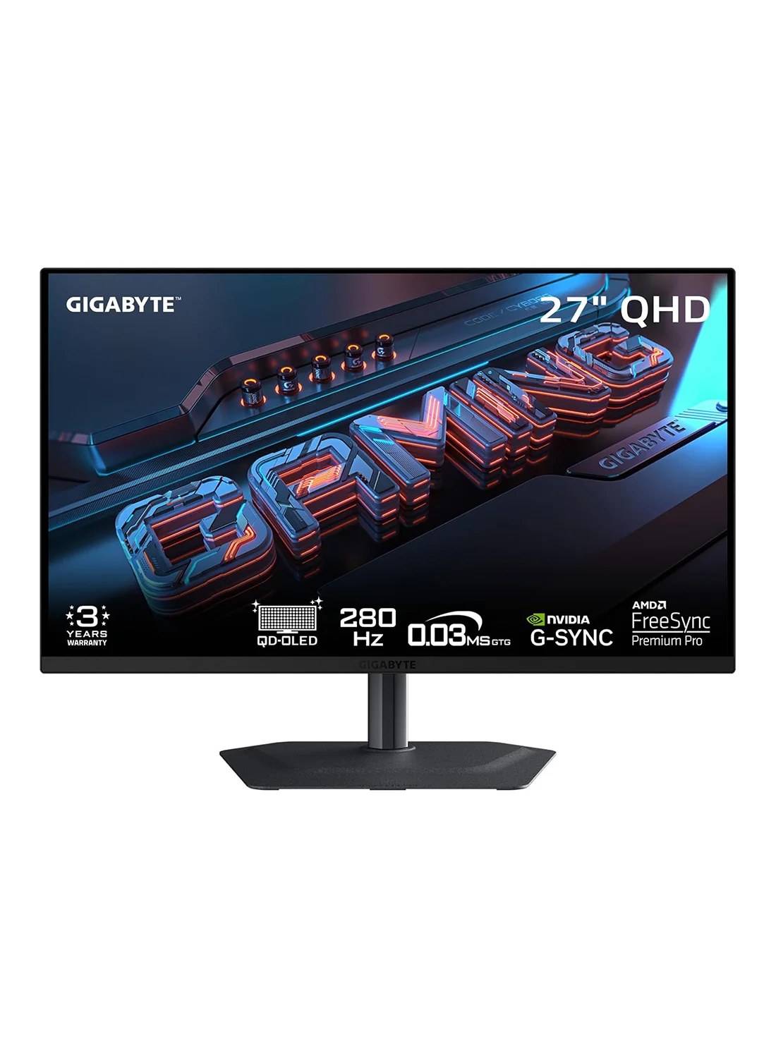 GIGABYTE 27-Inch QD-OLED Gaming Monitor 2K QHD 280Hz 0.03ms HDR400 Display (Black, 27-Inch) w6cd9