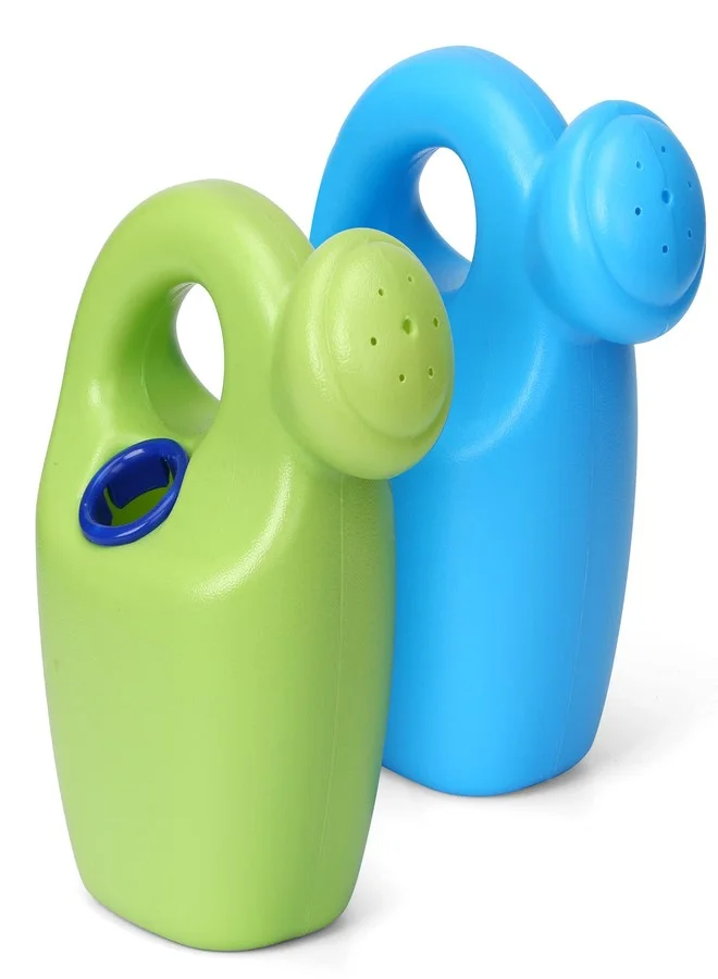 Dilabnba Beach Sand Watering Can Set, Heavy-Duty Plastic Sandbox Tools for Kids, Outdoor Garden and Bath Play (Blue and Green, 2-Piece Set) seg6r