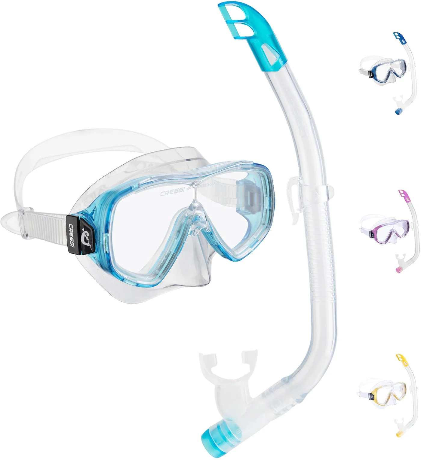 Premium Kids Snorkeling Mask and Snorkel Set (Clear/Aquamarine, One Size) wgbll