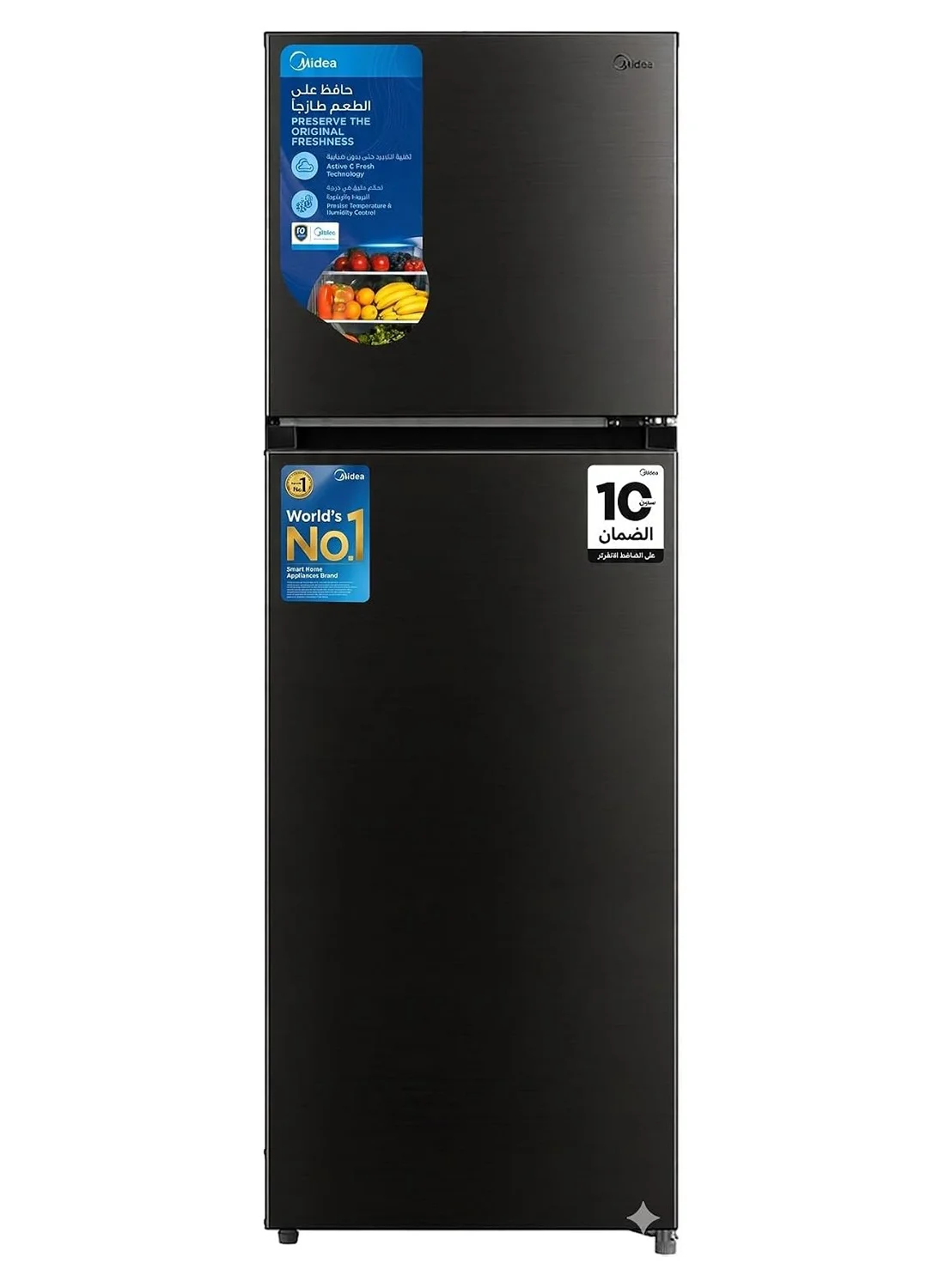 Midea Double Door Refrigerator with Inverter Quattro and Multi-Air Flow Technology (Jazz Black, 390 L) dmn6i