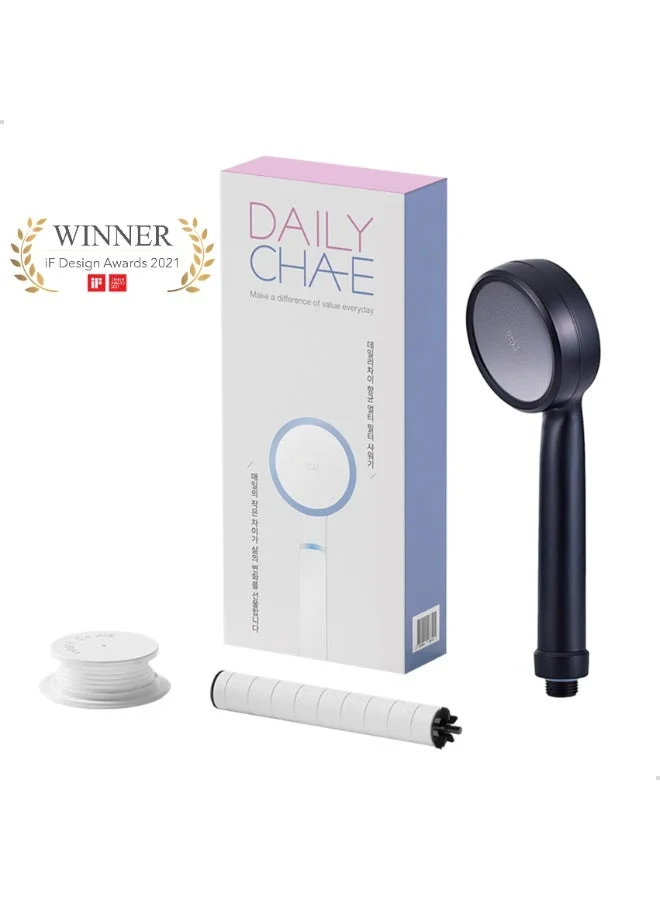 DailyCha-E Multi-Stage Filtered Shower Head High Pressure Water Purifier System (Black, 1 Pack) 2kp2r