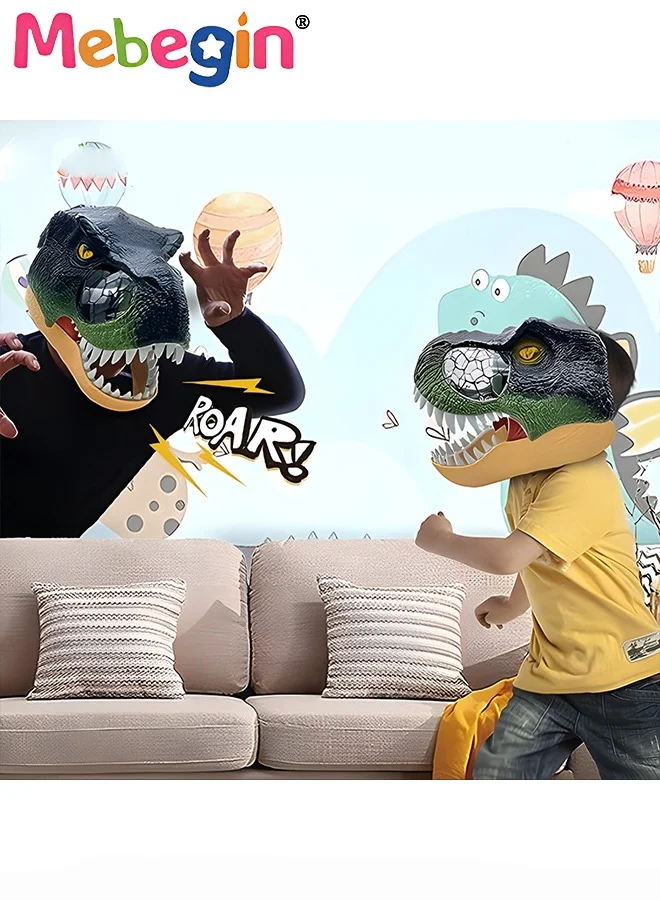 MEBEGIN Dinosaur Mask with Luminous Eyes and Movable Jaw, Realistic Animal Costume Headgear for Role-Play and Parties (22x28x22cm) hecrg