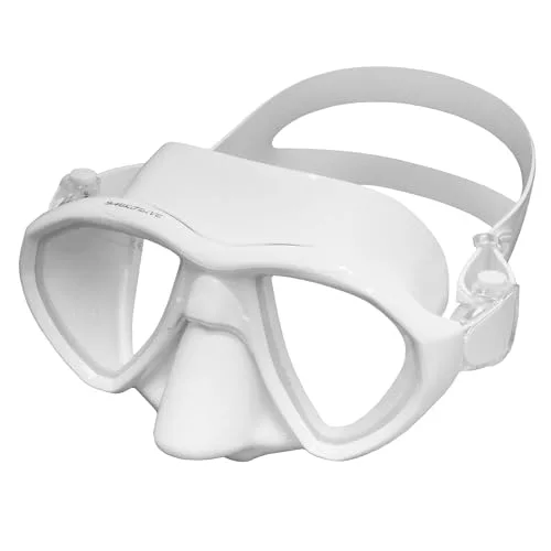 Premium Scuba Diving Mask with Tempered Glass Lens and Silicone Skirt for Snorkeling and Freediving (White, Adult) jxnjl
