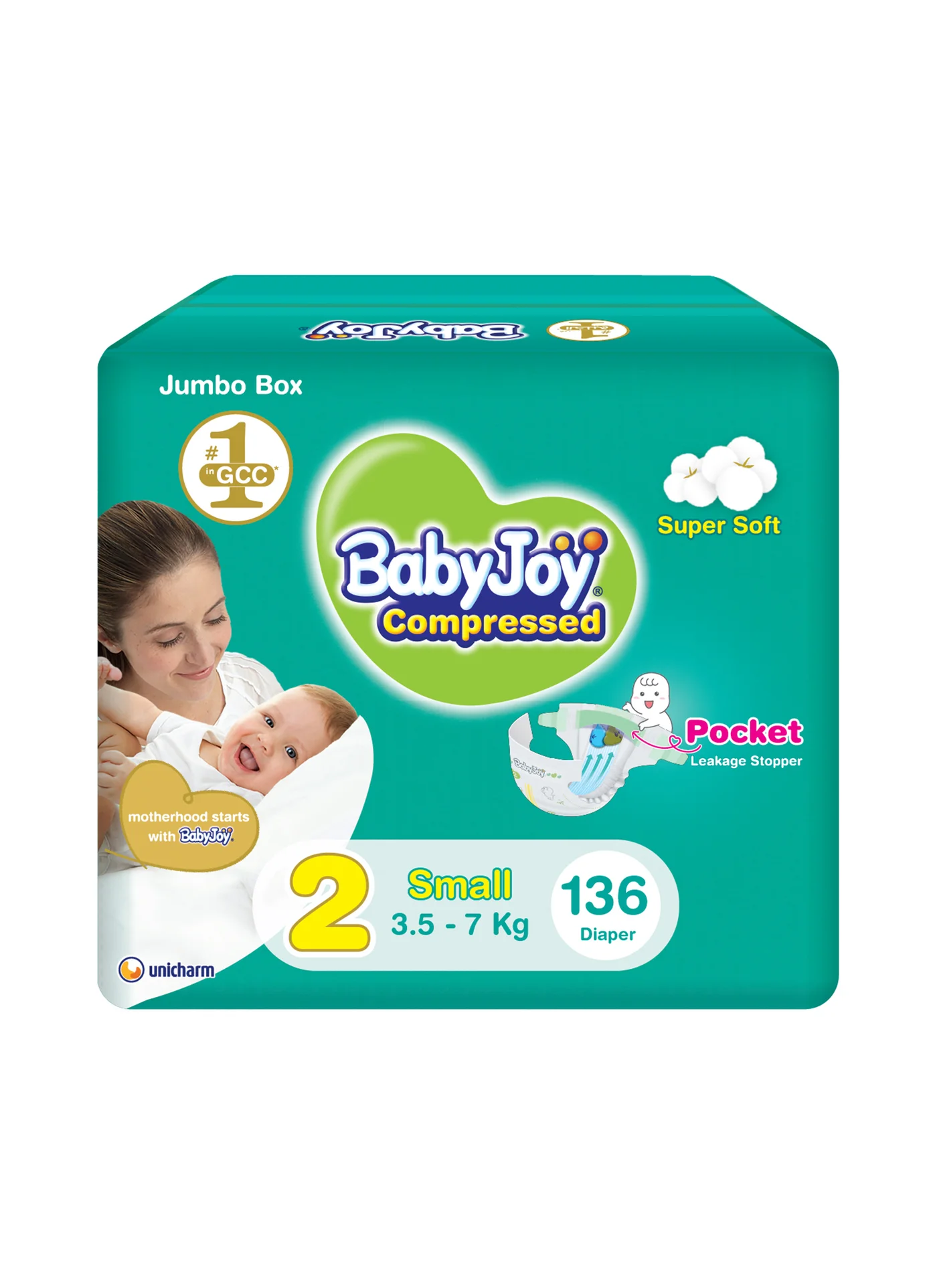 BabyJoy Compressed Diamond Pad Diapers Size 2 Small (3.5-7 kg, 136 Count) 0bimc