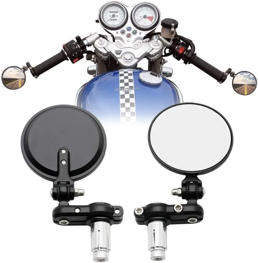 Universal Motorcycle Handlebar Folding Rear View Mirror Set (Round, 22mm) m8sc2
