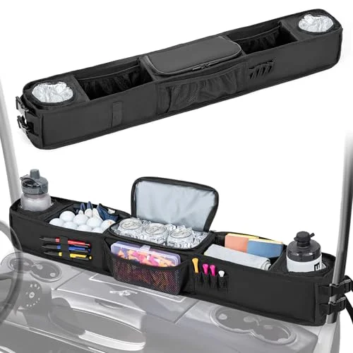 Golf Cart Front Storage Tray Organizer with Cooling Compartment (Universal Fit, Black) etnyk