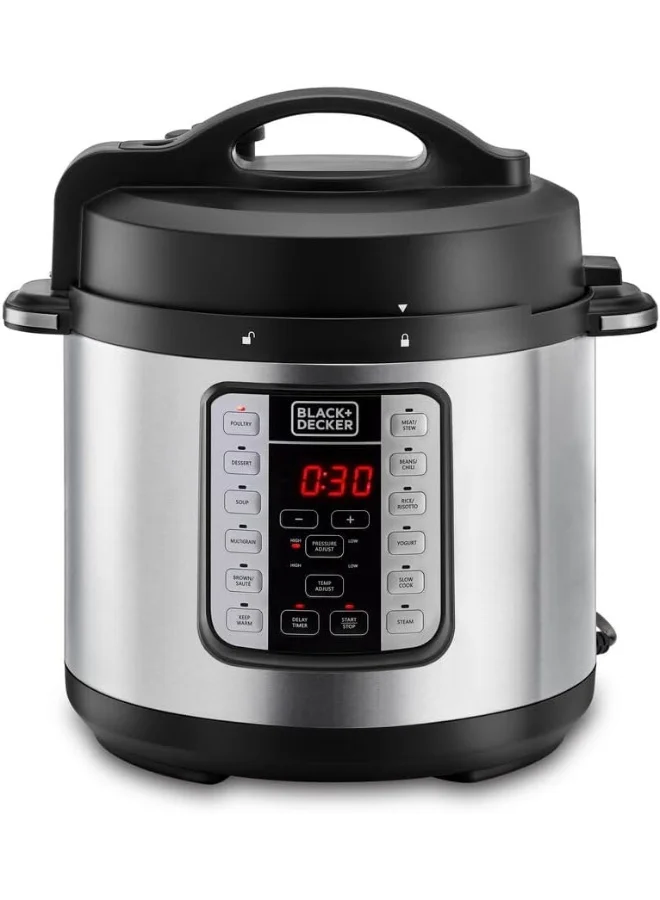 EZ Smart Steam Pot 7-in-1 Programmable Electric Pressure Cooker with Digital LED Display (Silver, 6 L) ax6wz