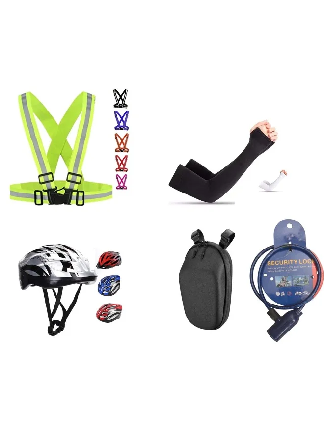 Huitich Electric Scooter Safety Kit with Helmet and Reflective Jacket (6-Piece Set) k8plk