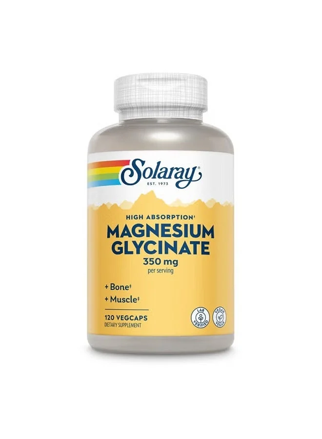 SOLARAY Magnesium Glycinate Premium Muscle and Nerve Support (120 Capsules, 350 mg) uo351