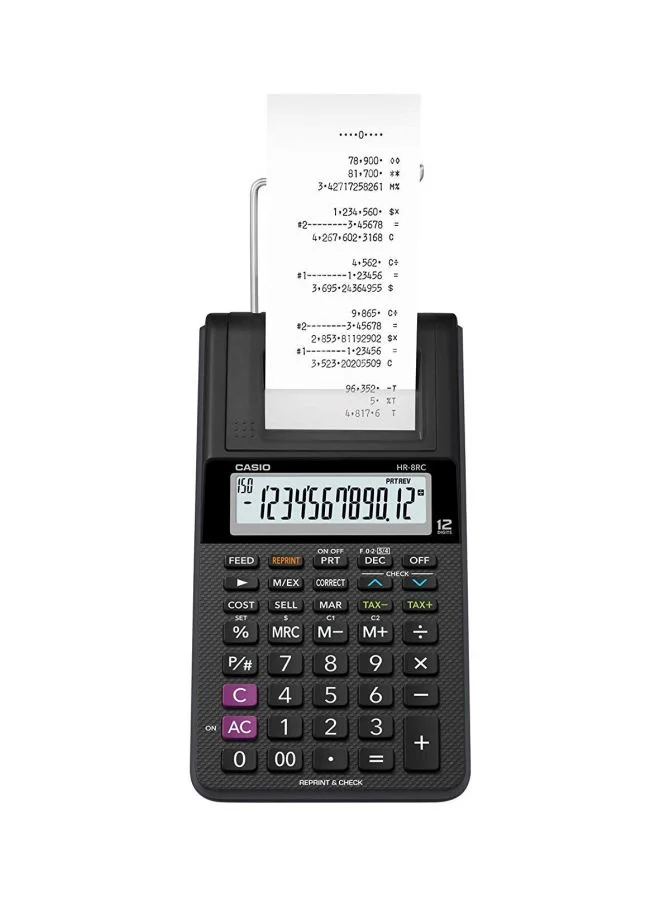 Premium 12-Digit Printing Calculator Desktop Office Accounting Tool (Black) q7ovg