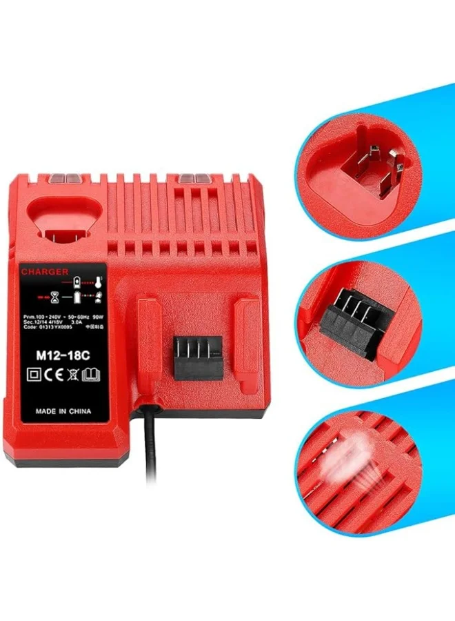 Universal Multi-Voltage Battery Charger for 12V-18V Power Tools (Red, 1 Unit) ez0i8