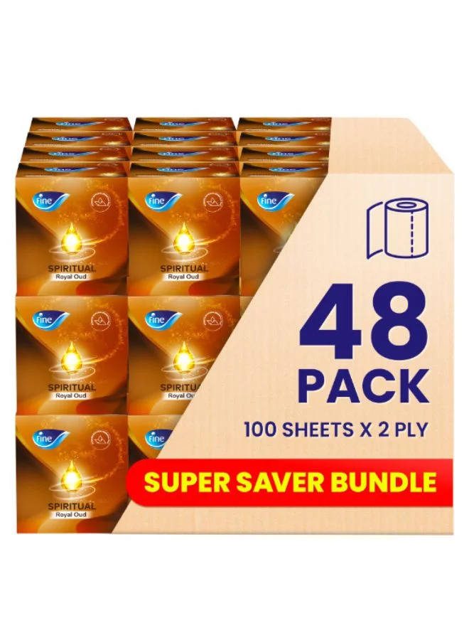 Fine Premium Facial Tissues with Oud Scent 2-Ply Soft Sheets (White, 48 Packs x 100 Sheets) tsfyf
