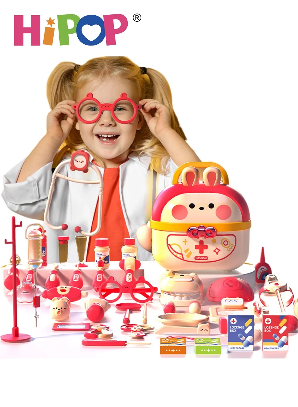 HIPOP Children's Doctor Pretend Play Set (73 Pieces) Educational Role Play Toy for Boys and Girls 30xzw