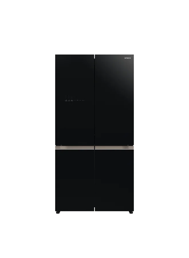 Premium 4-Door Side-by-Side Refrigerator with Dual Fan Cooling and Automatic Ice Maker (Glass Black, 514L Net Capacity) kf0xh