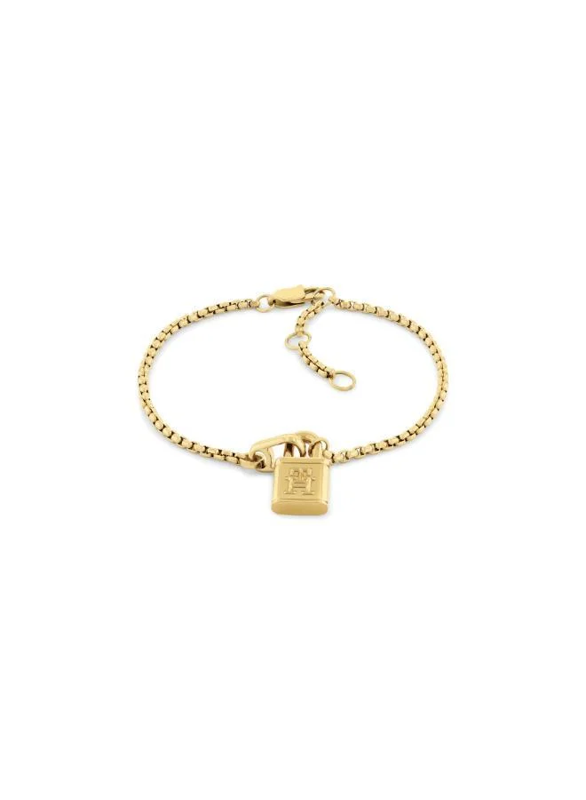 Premium Minimalist Lock Charm Bracelet for Women (Gold Tone, 18 cm) sokn0