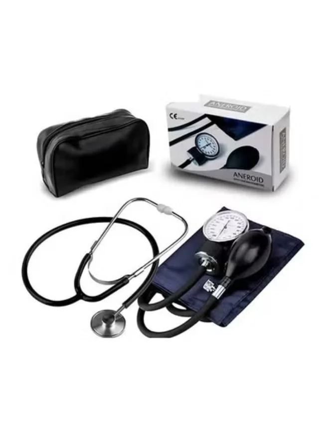 Premium Manual Aneroid Sphygmomanometer with Single-Head Stethoscope Kit (Arm-Type, Professional Diagnostic Set) f3jz3