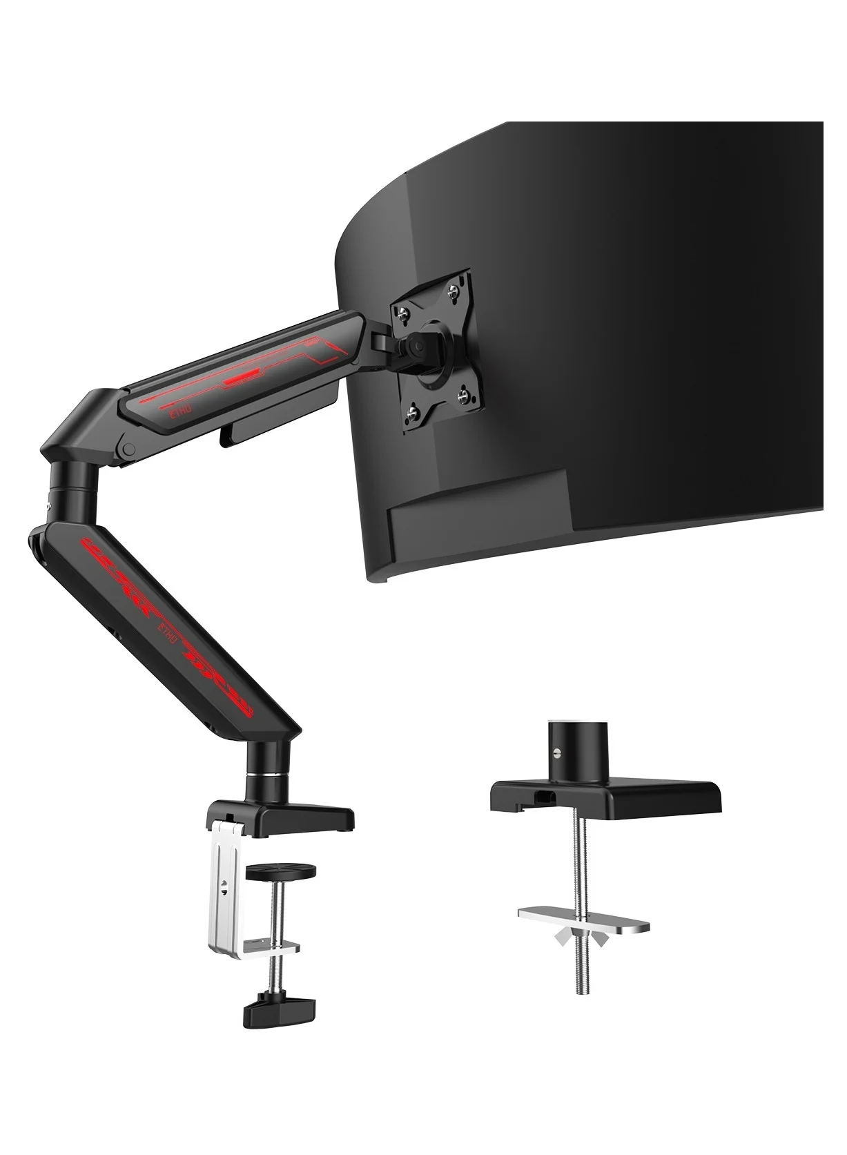 Premium Single Monitor Arm Adjustable Gas Spring Mount for 13-32 inch Screens (Black, 9kg Capacity) bot43