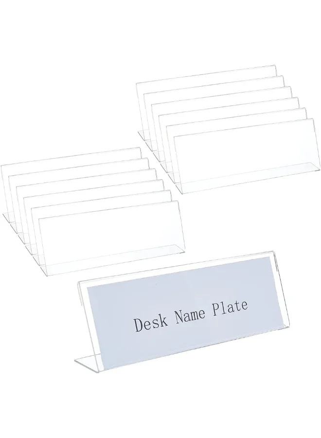 TPGP Acrylic Desk Name Plates L-Shaped Sign Holder for Office and Events (Clear, 21.5x7.4x3.5cm, 12-Pack) yw13p