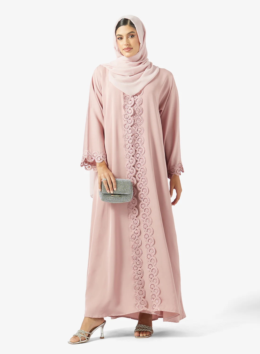 Khizana Abaya With Lace Trim & Sheila (Elegant Traditional Modest Wear for Women) hspla