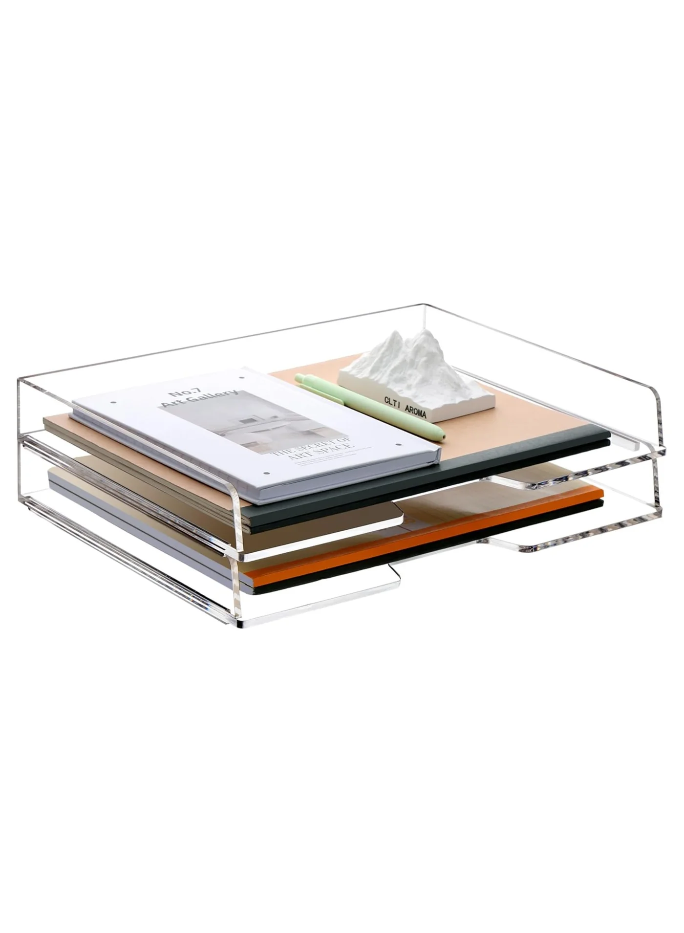 TPGP Acrylic Paper Letter Tray Organizer, Stackable Desk Sorter for A4 Documents (Clear, 2-Pack) j2c4i