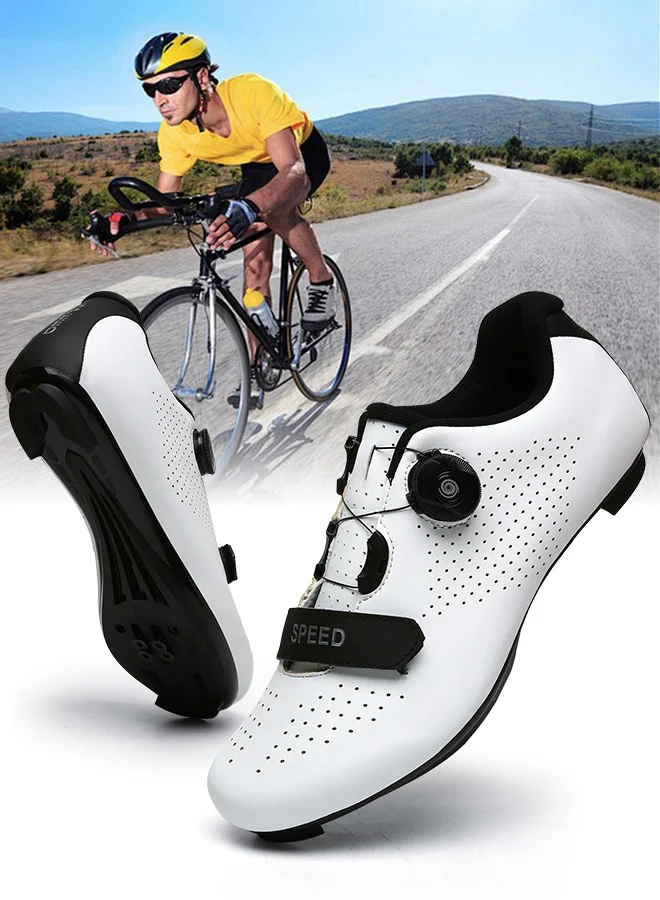 DUNISO Professional Road Cycling Shoes, Breathable Mountain Bike Footwear with Swivel Buckle and Reflective Upper (Size 42) hygyg