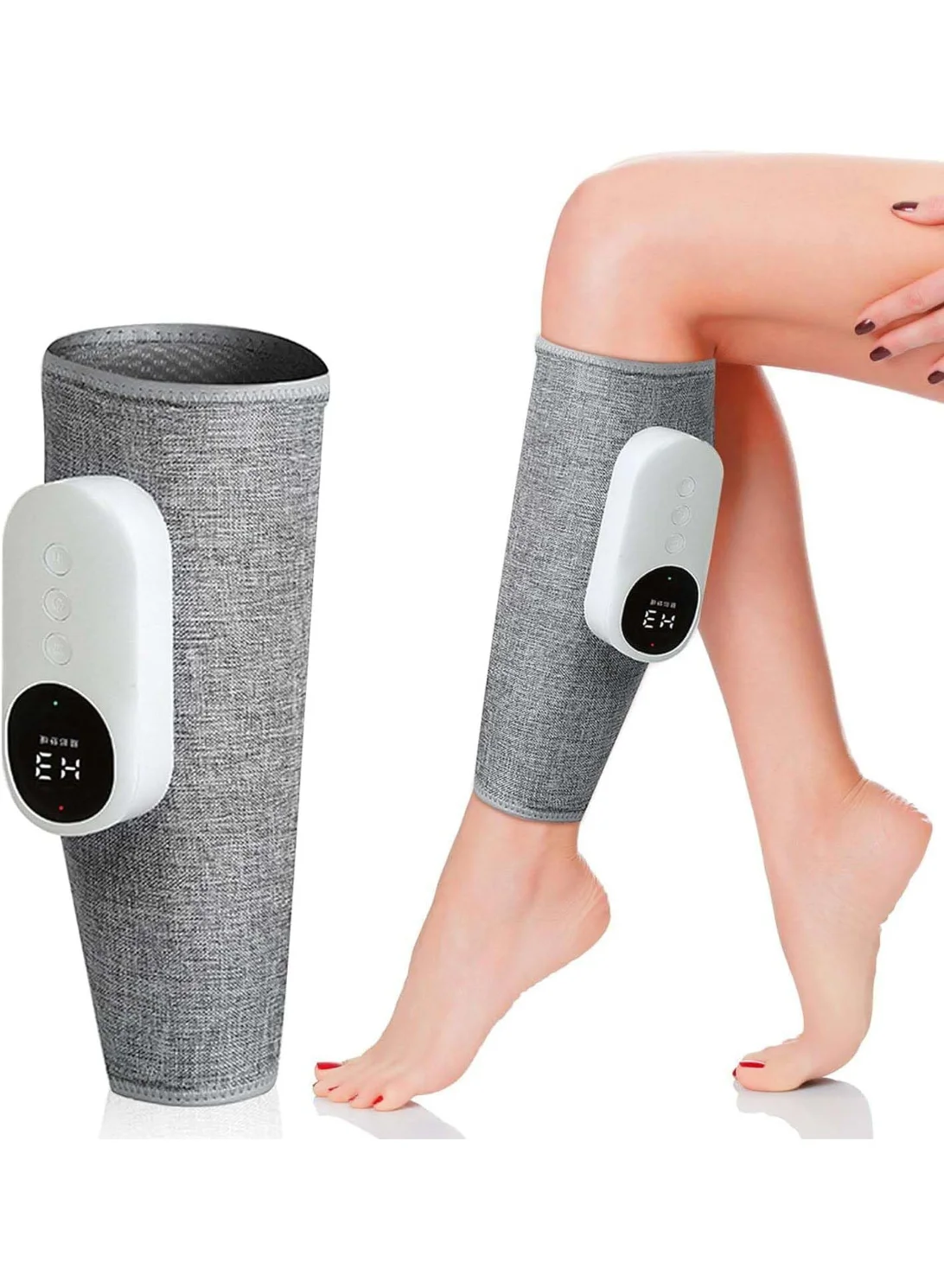 JOUDIYA Electric Leg Compression Massager with Heat Cordless Calf and Foot Wrap (3 Modes, Adjustable Intensity) 58zvg